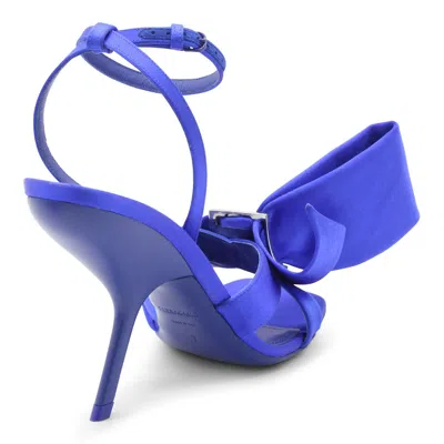 Ferragamo Helena Bow Ankle-strap Sandals In Tess.raso Blue