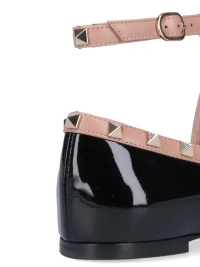 Valentino Rockstud Ballerina Patent-leather Pumps In Black