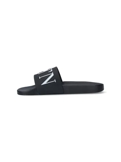 Valentino Vltn Rubber Slides In Black