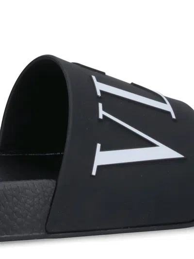 Valentino Vltn Rubber Slides In Black