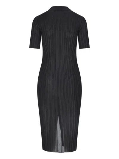 Versace Rib Midi Shirtdress In Black