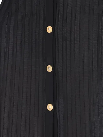 Versace Rib Midi Shirtdress In Black