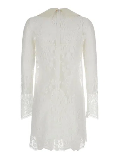 Dolce & Gabbana White Minidress In Chantilly Lace Woman In White