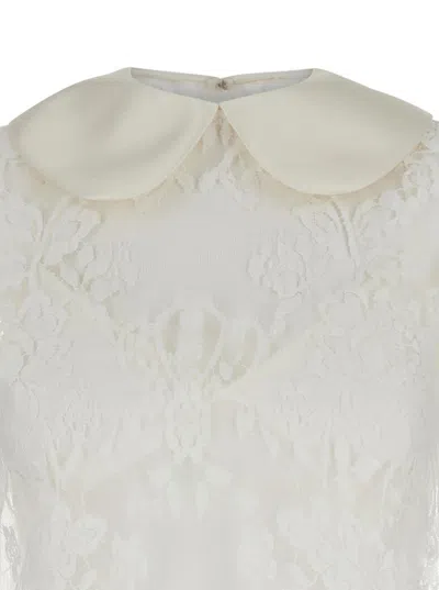Dolce & Gabbana White Minidress In Chantilly Lace Woman In White