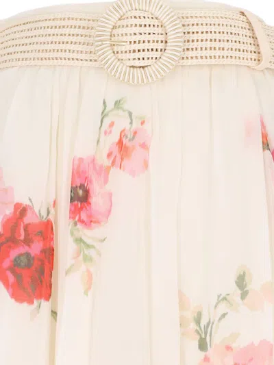 Zimmermann Lightburst Floral Cotton And Silk Maxi Skirt In White