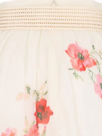 Zimmermann Lightburst Floral Cotton And Silk Maxi Skirt In White