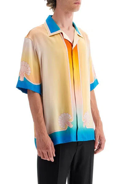 Casablanca Silk Short Sleeve Printed Shirt In Multicolor