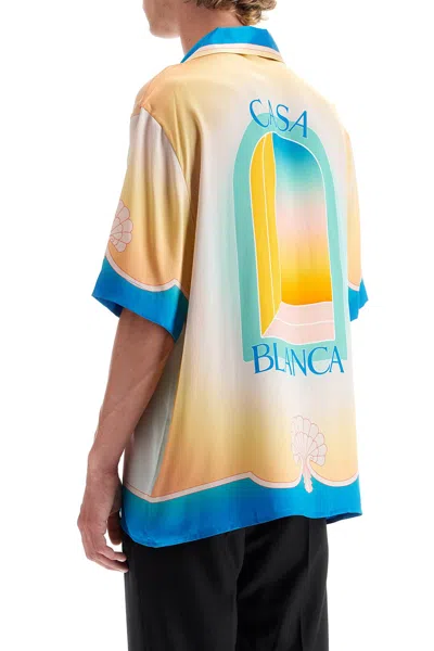 Casablanca Silk Short Sleeve Printed Shirt In Multicolor