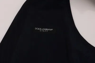 Dolce & Gabbana Black Staff Wool Striped Vest In Blue
