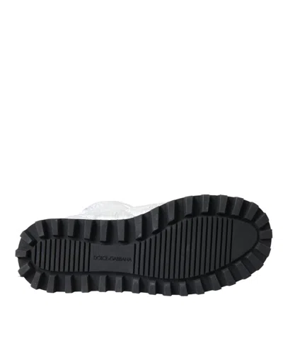 Dolce & Gabbana Metallic Silver Quilted Logo Patch Boot Shoes In Silver