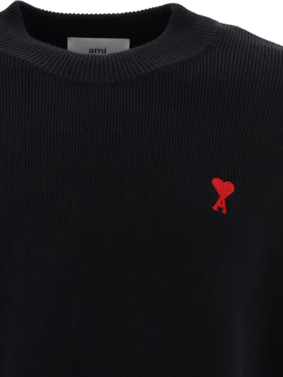 Ami Alexandre Mattiussi Pull Col Rond Ami Paris De Coeur In Black