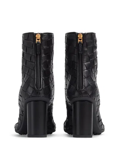 Bottega Veneta Dark Brown Leather Atomic Ankle Boots In Black