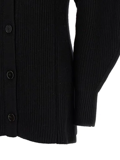 Jil Sander Black Wool Cardigan With Buttons In Black