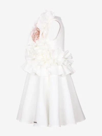 Jessie And James Girls Adage Ruffle Flower Dress In White