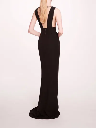 Marchesa Jewel Embellished Column Gown In Black