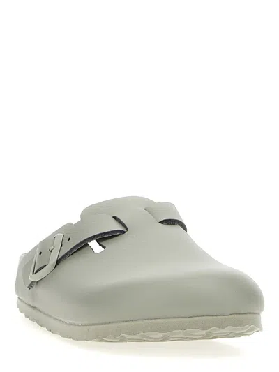 Birkenstock Boston Exquisite Leather Buckle Clogs In Gray