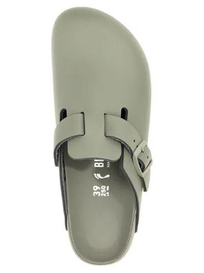 Birkenstock Boston Exquisite Leather Buckle Clogs In Gray