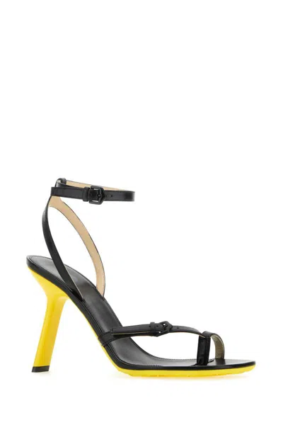 Loewe Petal Monstera Leather Sandals In Black