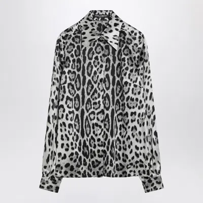 Dolce & Gabbana Animal Print Button Down Blouse In Black