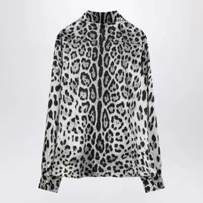 Dolce & Gabbana Animal Print Button Down Blouse In Black