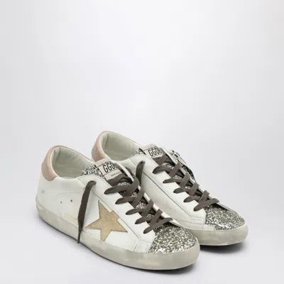 Golden Goose Super-star Glitter Leather Sneakers In White