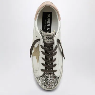 Golden Goose Super-star Glitter Leather Sneakers In White