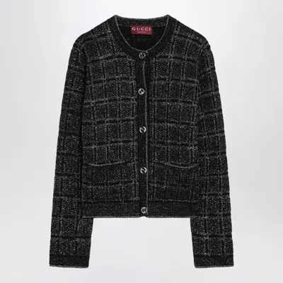Gucci Interlocking-g Check Cardigan In Black