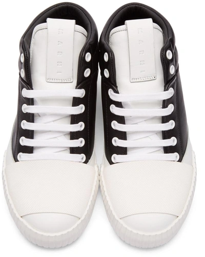 Shop Marni Black & White Cap Toe Sneakers