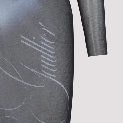 Jean Paul Gaultier Le Male Printed Mesh Long-sleeve Maxi Dress In Blue