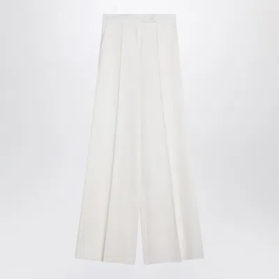 Max Mara Gabardine Wool Trousers In White
