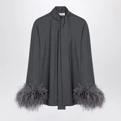 Valentino Shirt With Feathers In Gray