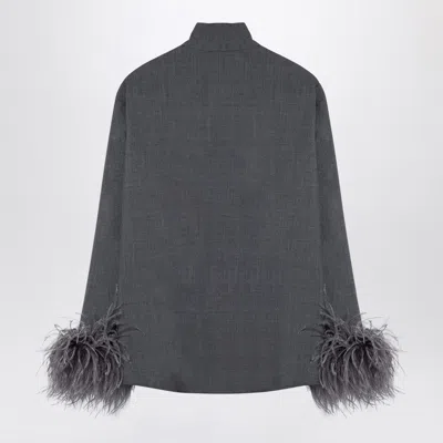 Valentino Shirt With Feathers In Gray