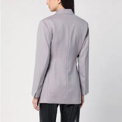 Victoria Beckham Light Grey Wool Jacket With Belt In Gray