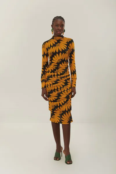Farm Rio Active Yellow Copabanana Tulle Midi Dress In Copabanana Yellow