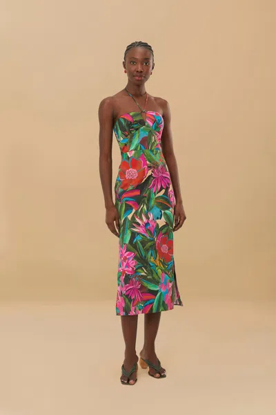 Farm Rio Multicolor Jardin De Reve Organic Cotton Midi Dress In Jardin De Reve Multicolor