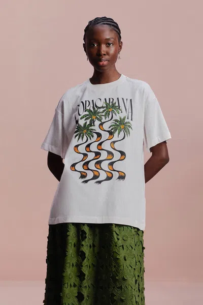 Farm Rio Active Off-white Copacabana Relaxed Organic Cotton T-shirt