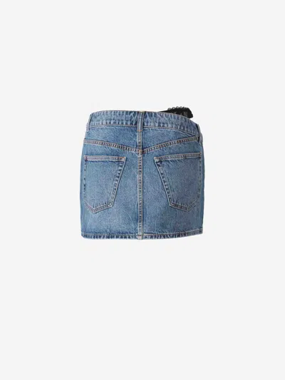 Alexander Wang Dip Side Lace Undie Mini Skirt In Multi