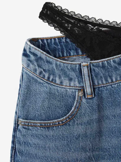 Alexander Wang Dip Side Lace Undie Mini Skirt In Multi