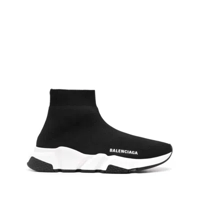 Balenciaga Womens Blk/white Women's Speed Stretch-knit Trainers Eur 36 / 3 Uk In Black