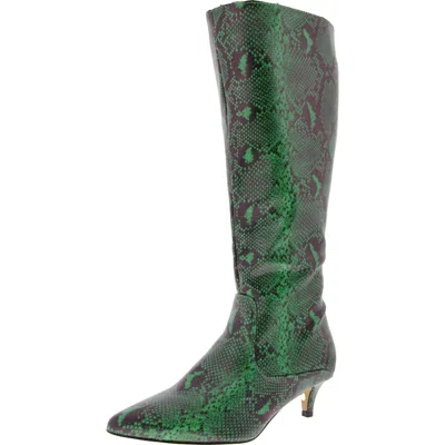 French Connection Darcy Womens Faux Leather Kitten Heel Knee-high Boots In Multi