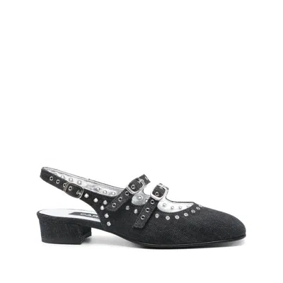 Carel Paris Shiny Leather Slingback With Studs In Blue