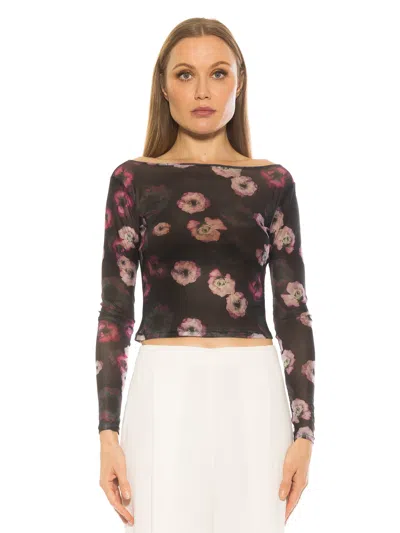 Alexia Admor Opal Sheer Mesh Top In Brown