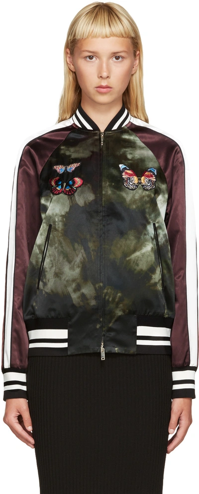 Valentino Patched & Printed Satin Bomber Jacket, Multicolor