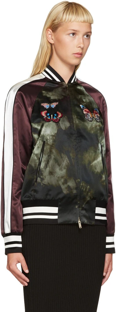 Shop Valentino Multicolor Embroidered Tie Dye Bomber Jacket