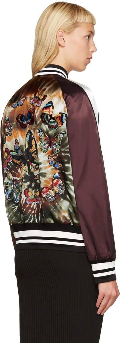 Shop Valentino Multicolor Embroidered Tie Dye Bomber Jacket