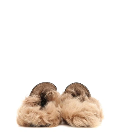 Shop Gucci Princetown Fur-lined Leather Slippers In Black