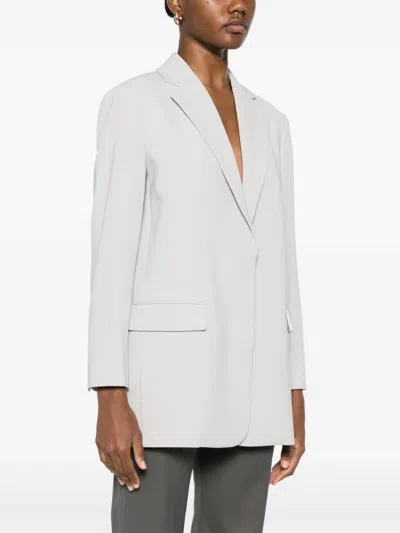 Theory Crepe Blazer In Silver