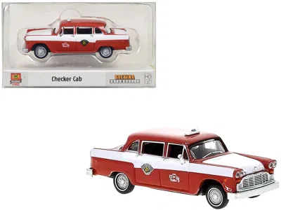 Brekina 1974 Checker Cab Red And White "kalamazoo" 1/87 (ho) Scale Model Car By