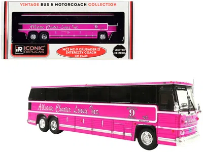 Iconic Replicas 1980 Mci Mc-9 Crusader Ii Intercity Coach Bus Pink "allstate Charter Lines Inc." "vintage Bus & Moto