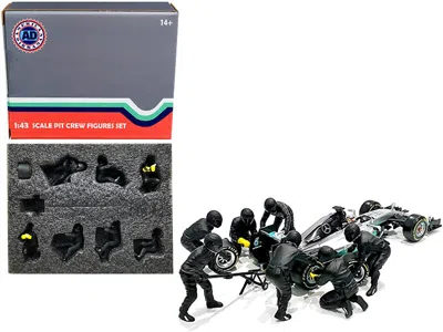 American Diorama Formula One F1 Pit Crew 7 Figurine Set Team Black Release Ii For 1/43 Scale Models By American Diora